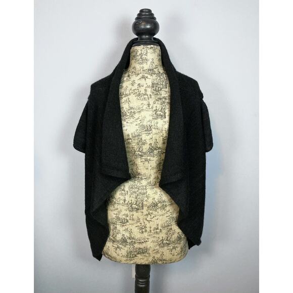 Rosemary Hallgarten Alpaca Sweater Open Front Waterfall Black Size M /One Size - Picture 7 of 16